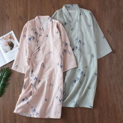 Men's and women's summer cotton gauze nightdresses, cardigans, Japanese yukata, Japanese-style bathrobes, plus-size, couples' saunas