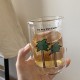 Rustic French floral water cup, refreshing ice blue willow leaf glass, heat-resistant juice and milk cup