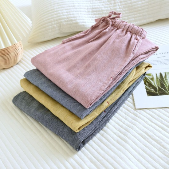 New spring and summer men's pajamas, plus-size, loose, casual, cotton, double-layered yarn-dyed herringbone loungewear pants New spring and summer men's pajamas, plus-size, loose, casual, cotton, double-layered yarn-dyed herringbone loungewear pants