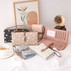 Lianbu 2024 New Long Wallet, Women's Small Fresh Print, Buckle Zipper, Multifunctional Large-Capacity Phone Bag