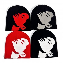 Cross-border Popular Fall/Winter Multicolor Instagram Portrait Pattern Y2K Knitted Hat, Popular European and American Hip-Hop Casual Outdoor Style