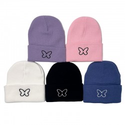Cross-border Amazon beanie hat, a versatile, casual, bow-embroidered knitted hat for women in autumn and winter, a slim, flattering beanie.