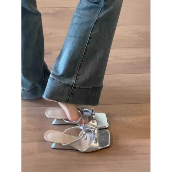 2024 autumn and winter new high-heeled, slimming boots, Korean-style, artistic, stretch ankle boots with bows.
