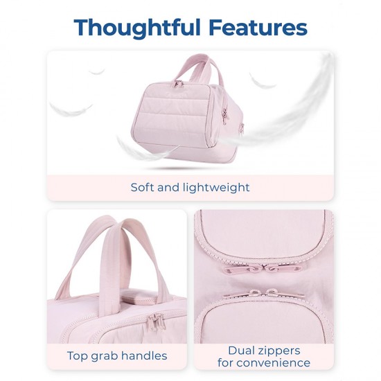 Feihong cross-border large-capacity cosmetic bag, portable hand-held toiletries bag, fluffy, large, wide-opening cosmetic and toiletries bag