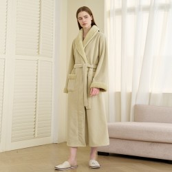New autumn and winter Beibei fleece series. Extra-long, thickened flannel couple's nightgown, plus-size, women's pajamas.