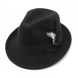 2023 new cross-border men's small hats with feathers and felt, men's jazz fedoras.