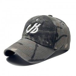 New American distressed lettered embroidered large logo camouflage baseball caps, outdoor casual sun protection caps.