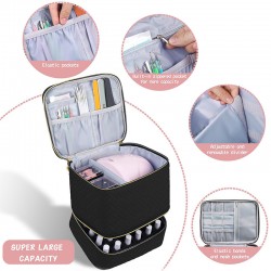 Feihong cross-border vertical striped storage bag, high-quality corduroy cosmetic bag, large-capacity portable toiletries bag.