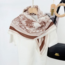 New spring and summer 90cm square scarf with Korean print, a luxurious jungle print silk scarf, a high-quality, versatile shawl for all seasons