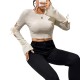 2025 autumn hollow knot side tie flared sleeve T-shirt for women. Knitted, ladylike, slim-fitting long-sleeved top.