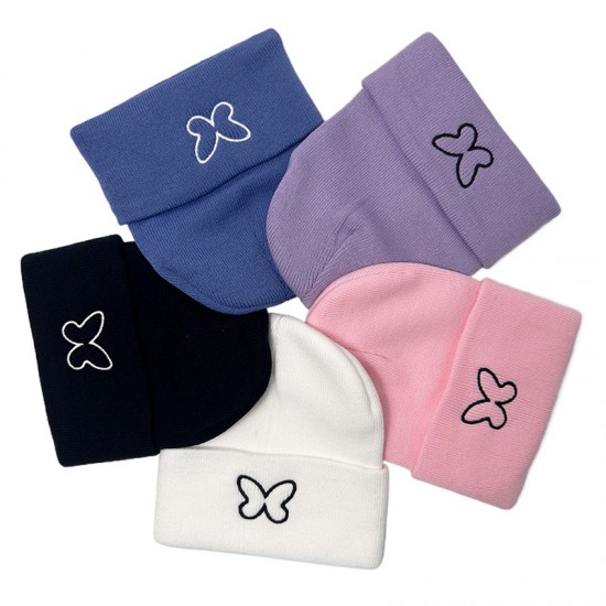 Cross-border Amazon beanie hat, a versatile, casual, bow-embroidered knitted hat for women in autumn and winter, a slim, flattering beanie.