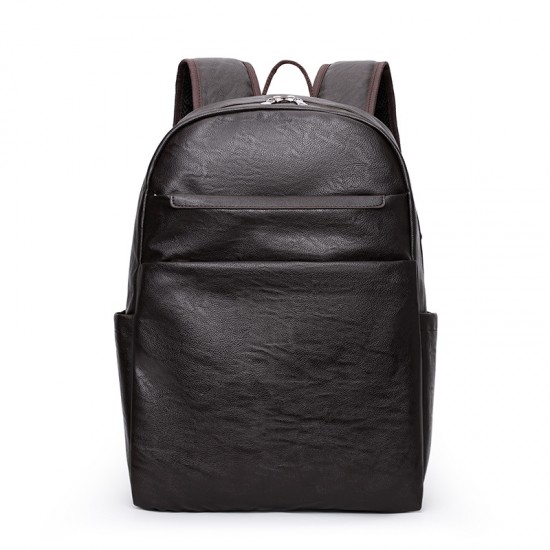 New cross-border men's business commuter backpack, large capacity, student travel laptop backpack, PU leather casual backpack
