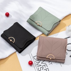 Factory Wholesale Short Wallet for Women, Korean Style, Fashionable and Simple, Small Fresh Tri-Fold Zippered Buckle Wallet and Coin Purse