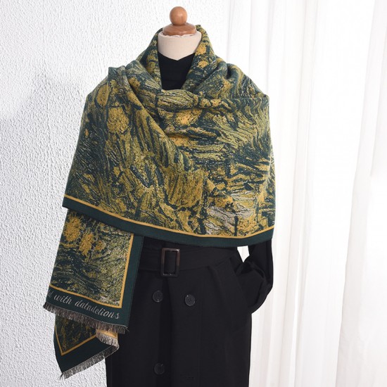 European and American retro oil painting style, an elegant, stylish, niche, warm neck scarf.