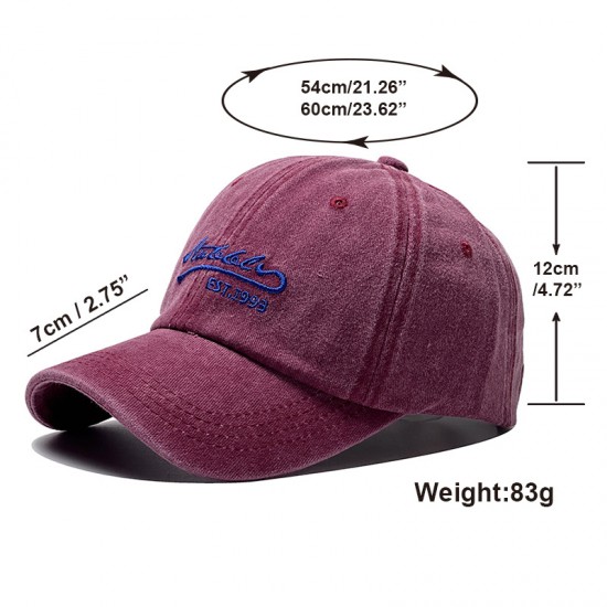 Cross-border washed embroidered lettered baseball hats, versatile casual and fashionable men's and women's baseball caps, washed and distressed sun hats