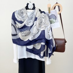 Classic, stylish, and trendy long scarves, elegant cotton and linen scarves, floral print outerwear shawls.
