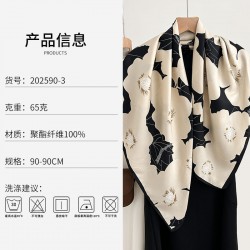 New Spring/Autumn Chanel-Style Floral Print Square Handkerchief for Women, Artistic, Retro, Niche Travel Photography Matching Scarf