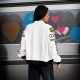 European and American women's autumn/winter 2025 new streetwear long-sleeved jacket with personalized lettering, zippered, stand-up collar.