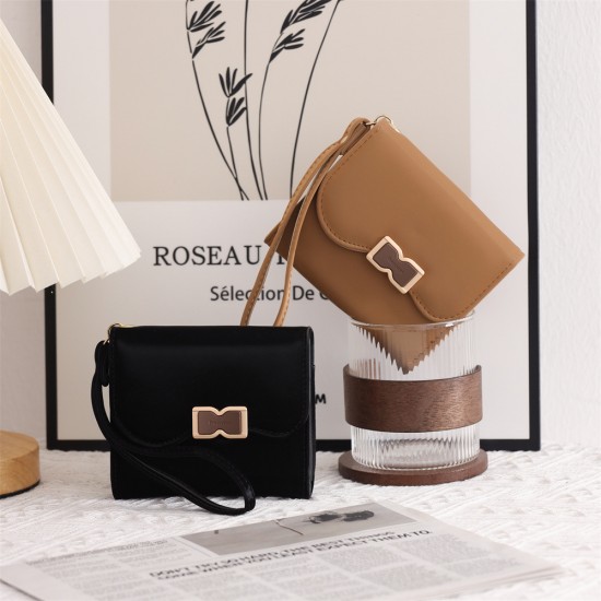 Cross-border hot-selling new women's short foldable wrist-style multifunctional wallet, student coin purse in stock Cross-border hot-selling new women's short foldable wrist-style multifunctional wallet, student coin purse in stock