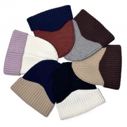 Winter colorblock earmuffs for women, cross-border brimless beanie, versatile and simple men's warm knitted hat, wholesale.