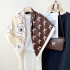 Creative and fashionable printed 90cm square scarf, Korean-style professional scarf, spring and summer women's travel outfit, stylish thin silk scarf
