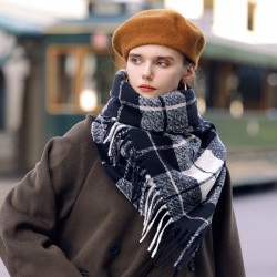 2025 Faux Cashmere Plaid Scarf, Winter Hot Selling Men's and Women's Thickened Warm Scarf, Women's Tassel Shawl, Wholesale