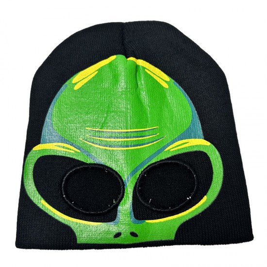 Reflective Skull Knitted Hat, Men's and Women's Luminous Mask, Alien Warm Beanie
