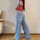 2025 new European and American cross-border retro American-style long wide-leg pants, hot girl loose jeans, high-waist straight-leg pants