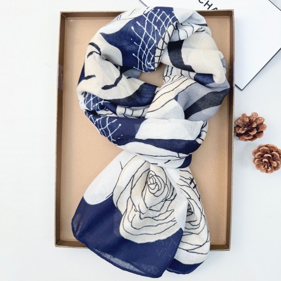 Classic, stylish, and trendy long scarves, elegant cotton and linen scarves, floral print outerwear shawls.