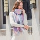 Rainbow contrasting plaid tassel scarf, dopamine shawl, warm and thickened Korean-style scarf for women, fashionable for autumn and winter.