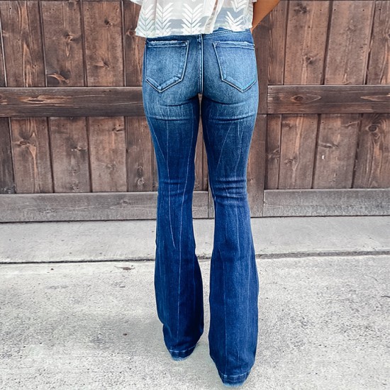 Factory direct sales: European and American cross-border Amazon independent platform new high-waisted ripped jeans for women Slightly flared casual pants Factory direct sales: European and American cross-border Amazon independent platform new high-waisted ripped jeans for women Slightly flared casual pants