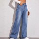 2025 European and American Foreign Trade Hot-Style Washed Cat Whisker Monkey Craft Loose High-Waisted Wide-Leg Jeans for Women