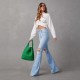 Factory direct sales of 2025 new cross-border European and American high-waisted, ripped jeans for women, street style, flared pants.