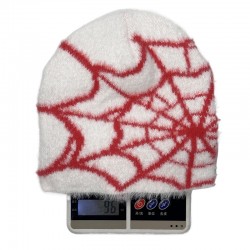 European and American Faux Mink Fur spiderweb jacquard knitted hat, trendy pullover, stylish and casual unisex hat.