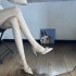 2025 Spring/Summer New Nude Bow Stiletto High Heels for Women, Satin Pointed Toe Sandals, French Elegant Shoes