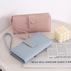 Lianbu new women's long wallet, Japanese and Korean style, fresh and simple, solid color, multi-card slots, student wallet.