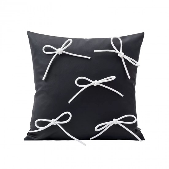 Black and white bow wabi-sabi modern minimalist luxury pillow, influencer homestay bedroom cushion, bay window sofa cushion cover
