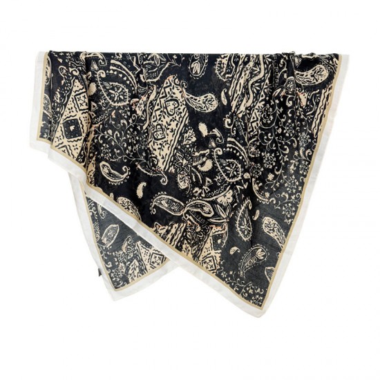 Korean retro and fashionable cashew flower print 9 0*90CM small square women's high-end silk scarf, decorative neckwear, professional scarf