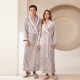 European Size Extra-Long Plush Cut Velvet Hooded Striped Couple's Nightgown, Men's and Women's Plus Size Flannel Bathrobe, Autumn/Winter