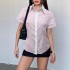 Mesh stitching long-sleeved halter neck T-shirt for women: 2025 summer hot girl one-shoulder, sexy, slim-fitting butterfly top