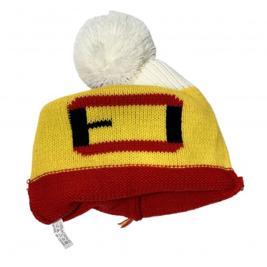 Christmas hat with pom-pom, Santa Claus belt hat, knitted wool hat, Christmas party accessory, women's pullover hat