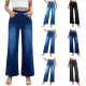 2025 new European and American zippered high-waisted, loose-fitting, wide-leg trousers, flattering, and slimming straight-leg women's jeans.