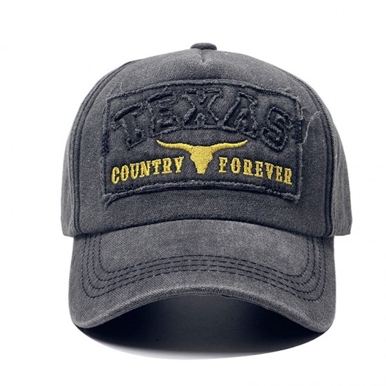 New Cross-border TEXAS Embroidered Baseball Cap, Washed and Distressed Patchwork Embroidered Baseball Cap, Outdoor Retro Sun Visor