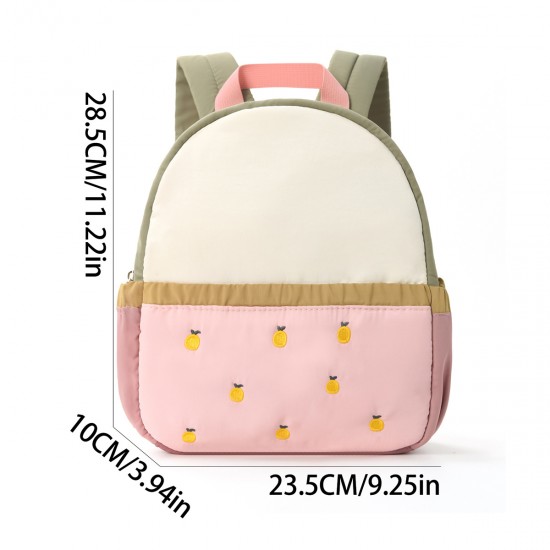 Feihong cross-border children's backpack with color-blocked cute apple embroidery, kindergarten backpack, and baby mini travel backpack