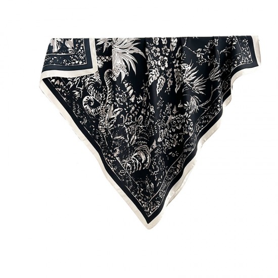 French elegant spring and autumn retro, niche, floral print square scarves, trendy, high-end, sun-protective shawls