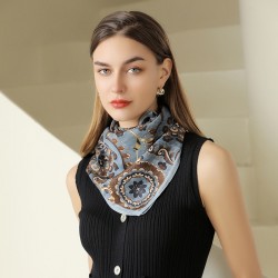 90s Sweet Japanese and Korean imitation silk scarves for women, 2025 Spring/Summer floral print small square scarves wholesale