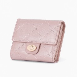 New short women's wallet, multifunctional PU fashionable diamond-patterned folding zipper wallet, wholesale student coin purse