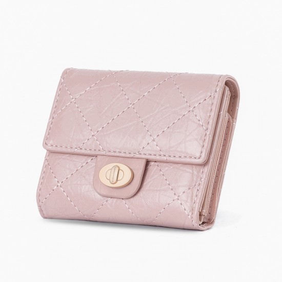 New short women's wallet, multifunctional PU fashionable diamond-patterned folding zipper wallet, wholesale student coin purse New short women's wallet, multifunctional PU fashionable diamond-patterned folding zipper wallet, wholesale student coin purse