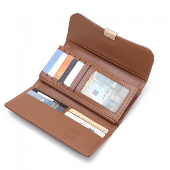 PRETTYZYS New Korean-Style Simple Solid Color Fashionable and Upscale, Versatile, Large Capacity Long Wallet
