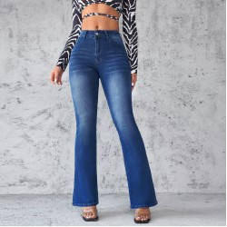 Factory Direct Foreign Trade European and American Cross-Border 2025 Spring New Women's Jeans: Slim Fit, Elegant Commuter Bootcut Jeans